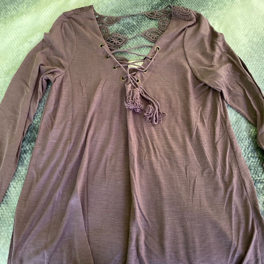 Flowy lace up top